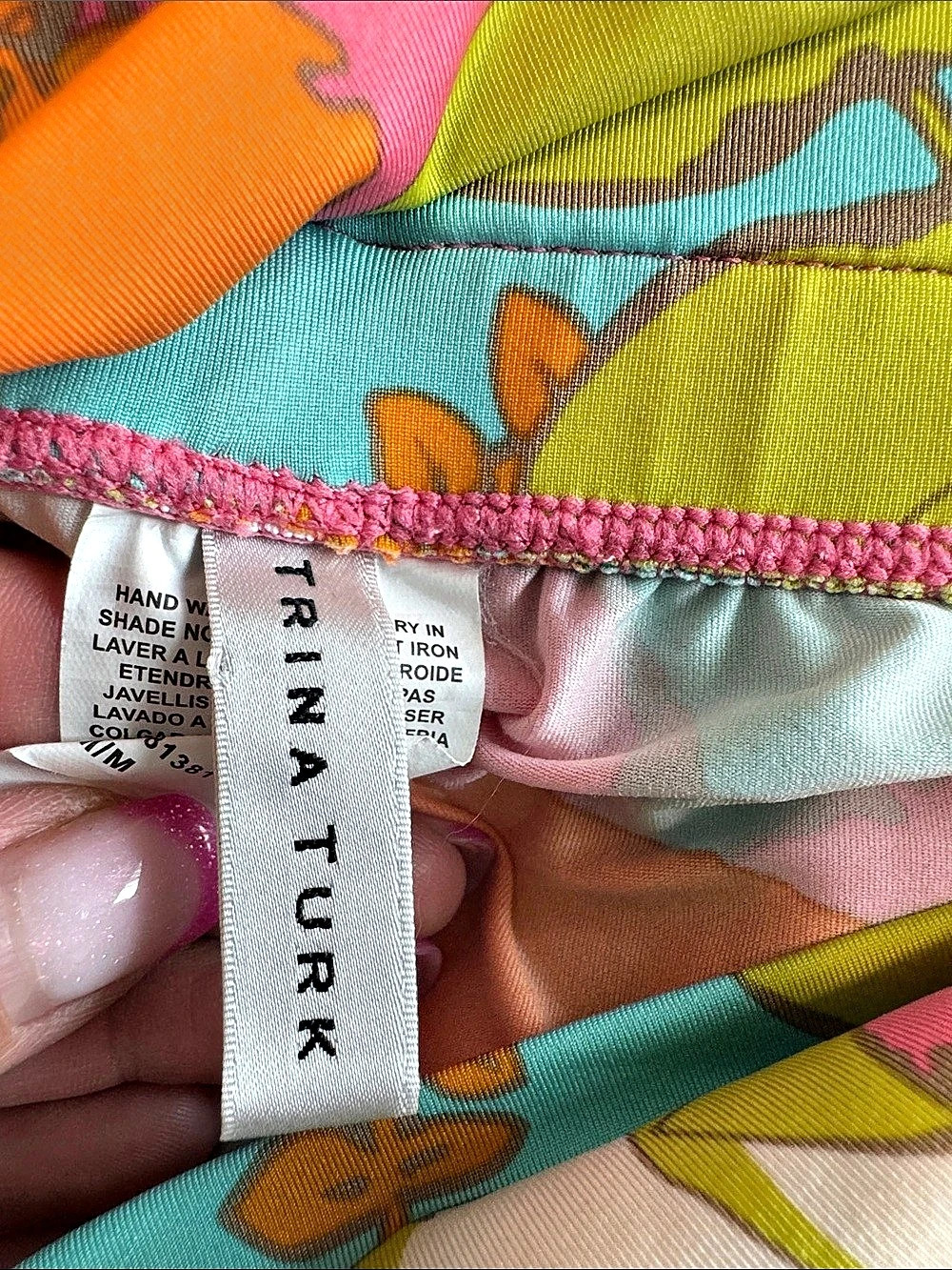 Trina Turk Playa De Flor Swim Cover Up Pants Floral Wide Leg Pants Pink & Orange - Picture 3 of 6
